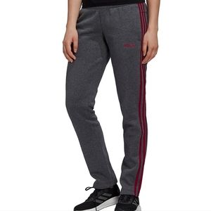 Women's adidas 3-stripe Fleece workout pants.